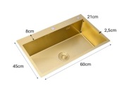 Zlew jednokomorowy złoty 60x45 Gold /1c
