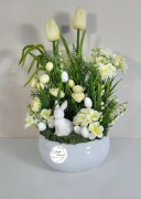 Stroik wiosenny z tulipanami. Idealny na prezent. Rękodzieło!