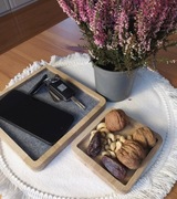 Zestaw drewnianych tac dekoracyjnych