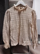 Damska beżowa bluzka z długim rękawem / koronkowa - Vila rozm.M