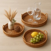 Zestaw 3 wiklinowych tac dekoracyjnych – do serwowania i ozdoby