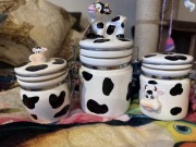3 pojemniki ceramiczne - krowa