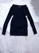 sweter, bluzka, rozm. S/M, czarna, gładka, prążkowana, casual, minimalizm