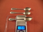 Stare piękne 3 łyżeczki do herbaty srebrne, próba 875, waga 3 szt 90.3 g