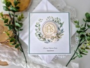 Delikatne zaproszenia komunijne na komunię komunia hostia tekturka