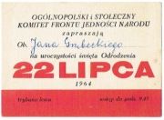 1964.07.22, Ogólnopol. Stoł. Komitet Frontu Jedności Narodu J.M.Grubecki !!
