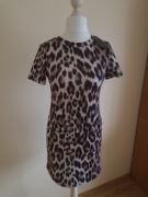 Sukienka klasyczna print w panterkę leopard roz.  XS/S (34/36 )