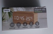 Zegar z podświetleniem budzik cyfrowy temperatura bambusowy LED Setty