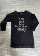 Bluza dresowa czarna przedłużana z napisem dla dziewczynki