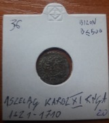 Moneta 1 Szeląg Karol XI Ryga