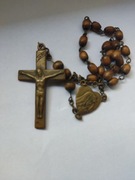 Różaniec przedwojenny tzw 20. Drewno+mosiądz 