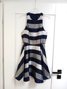 Granatowa rozkloszowana sukienka w paski New Look 36S pasy niebieska