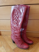 Czerwone Kozaki skóra r. 36 lasocki skórzane 