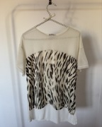 ZARA bluzka motyw zwierzęcy elegancka z siateczką M