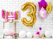Balon foliowy Cyfra ''3", złoty, 86 cm.