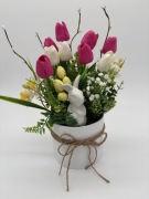 Stroik Wielkanocny Zajączek Kwiaty 