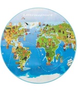 Mata podłogowa drogi mapa świata okrągła dwustronn