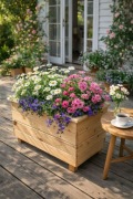 Donice drewniane ogrodowe skrzynie na kwiaty taras balkon różne rozmiary