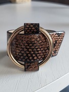 Bransoleta skórzana print skóra węża minimalistyczna regulowana brązowa