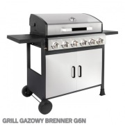 Nowoczesny grill gazowy z pokrywą żeliwnym rusztem 6 palnikami półkami