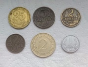 Zestaw 6 monet - Polska, Ukrainą, /ZSRR/, Jugosławia - 1923-1992.