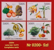 Znaczki flora:0200: owoce, drzewa- Komory 2009r **
