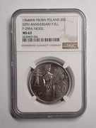 PRÓBA Nikiel 20 złotych 1964 XX lat PRL NGC MS63