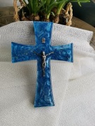 Krzyż z żywicy epoksydowej, ręcznie robiony  dekoracja religijna, efekty 3D