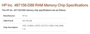 HP 497156-D88 2x 4GB PC3-10600U Non-ECC 1333MHz