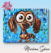 Jamnik Karolek Obraz akrylowy 80x60 od MarlenaSzkice