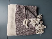 Wielofunkcyjny bawełniany Peshtemal 100x180 kremowo śliwkowy 