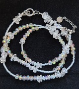 Komplet Kryształ Górski naszyjnik i bransoletka stal nierdzewna handmade 