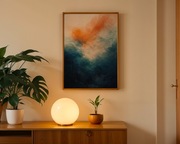 Plakat A3 abstrakcja w odcieniach niebieskiego i pomarańczu | bez ramki