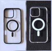 Etui/case klasyczne przezroczyste i czarne z MagSafena iPhone'a 16 pro max