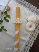 Świeca na chrzest święty naturalna z wosku pszczelego