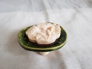 Mydelniczka ceramiczna z gliny zielona, sowy