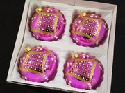 Bombki choinkowe różowe złote zdobienia 6 szt ozdoby na choinkę 