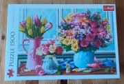 Puzzle Trefl 1500 elementów Martwa natura z kwiatami i owocami #1