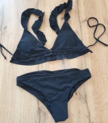 Strój kąpielowy dwuczęściowy, czarny, gładki JFAN bikini rozmiar XS-S, NOWY