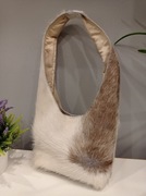 Unikalna torba na ramię ze skóry naturalnej z włosiem. Hand made 