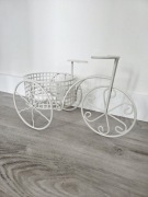 Kwietnik biały rower rowerek 30 cm średnica 13 cm metalowy stojak na kwiaty