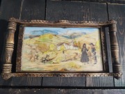 Stara francuska drewniana taca Vintage