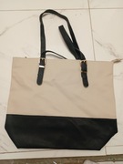 Duża Torebka beżowo-czarna damska