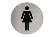 Znak na drzwi WC KOBIETA okrągły samoprzylepny
