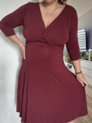 Bordowa sukienka midi ciążowa do karmienia 44 46 xxl