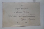 Zaproszenie ślubne 1928r-Stefanji Palczewskiej z Romanem Trojanem. Bochnia