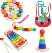 Zabawki drewniane Montessori zestaw 5w1 Kreatywny bezpieczny Dzień Dziecka