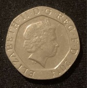 Wielka Brytania. 20 pensów. Twenty pence. 2014. Elżbieta II.