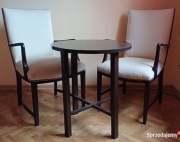 Zestaw gabinetowy dwa fotele, krzesło tapicerowane i okragły stolik