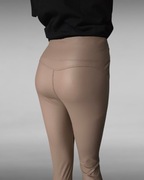 Legginsy eko skóra M.Sara push up, delikatne ocieplenie beż XS - XL